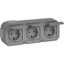 Legrand Plexo neu APWG 069743L Schuko-Steckdose 3-fach IP44 Grau 5 (069743L)