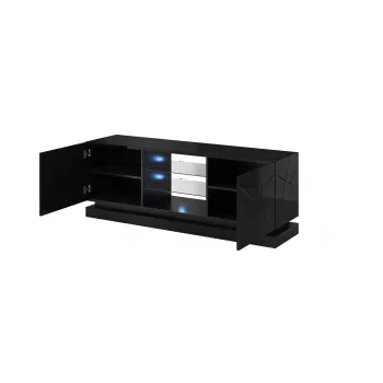 TV-Schrank cama meble QIU 160 — MDF schwarz glänzend, 1600×420×570 mm