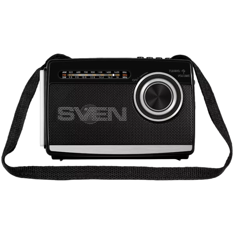 Lautsprecher SVEN SRP-155, schwarz (3W, Bluetooth, FM/AM/SW, USB, microSD, Taschenlampe, Akku)