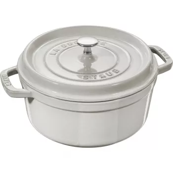 Runder Gusseisentopf Staub 1,7 l Weißer Trüffel, emaillierte Cocotte für Herd und Ofen