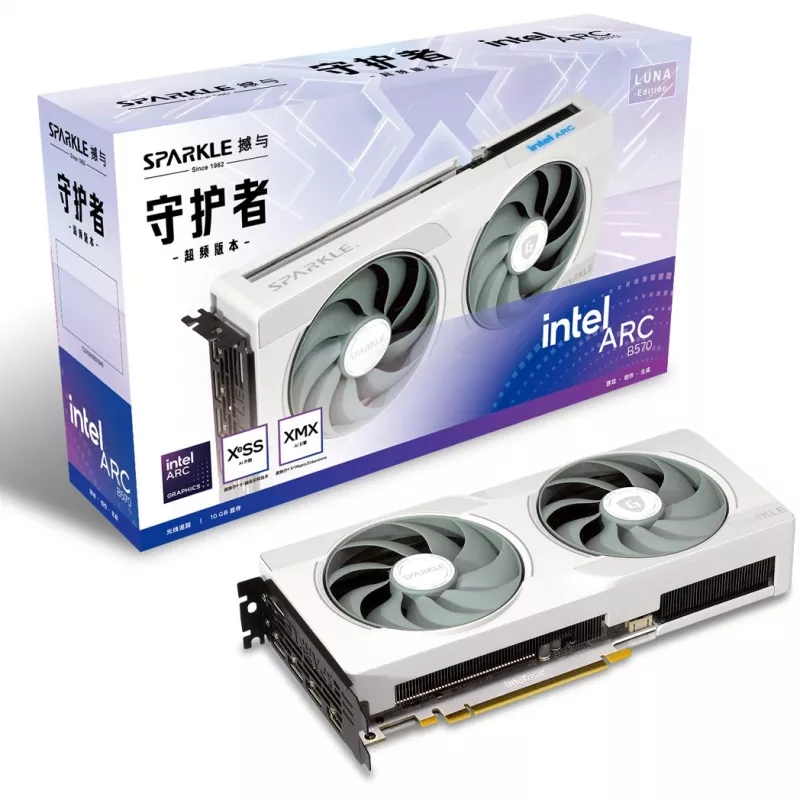 Grafikkarte Sparkle Arc B570 Guardian Luna OC 10GB GDDR6, PCIe 4.0 x8, 160-bit, 242×105×44 mm