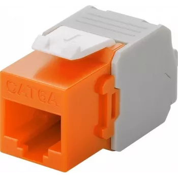 Wentronic Goobay CAT 6a KeyStone RJ45 Buchse, ungeschirmt, 500 MHz, Orange-Weiß (90690)