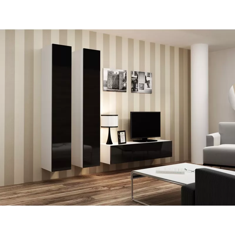 Cama geschlossen Schrank VIGO '180' 180/40/30 weiß/schwarz glänzend