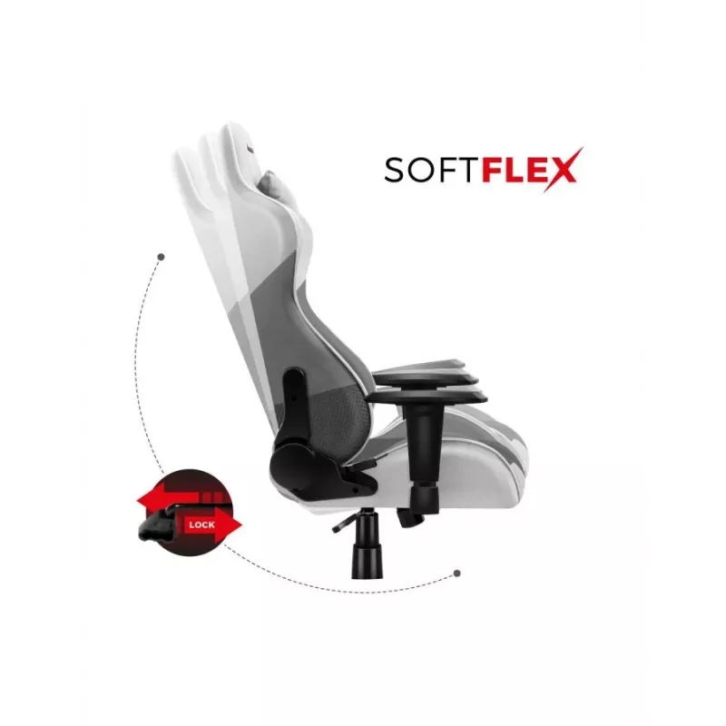 Huzaro Force 6.2 Stk.-Gamingstuhl Bucket-(Schalensitz) Grau, Weiß