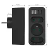 Power-Splitter MACLEAN MCE248 F/B — 3 AC-Steckdosen (1x16A, 2x6A) und 4 USB-Anschlüsse (2xUSB‑A, 2xUSB‑C PD 20W), EU-Stecker, schwarz