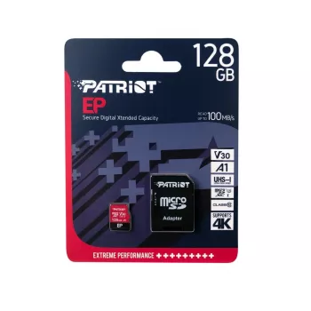 MicroSDXC-Speicherkarte PATRIOT 128 GB Klasse 10 U3 V30, Lesen 100 MB/s, Schreiben 80 MB/s, microSDXC