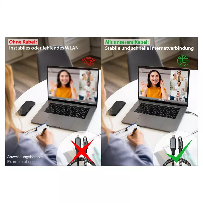 Good Connections Ethernet-Kabel USB-C RJ45, Anthrazit, 1,5 m