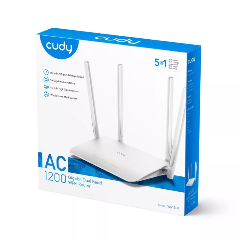 Cudy WR1300 WLAN-Router Gigabit Ethernet Dualband (2,4 GHz / 5 GHz) Weiß