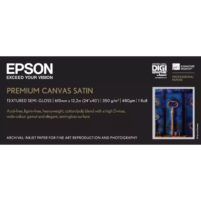 Epson Premium Canvas Satin, 24 Zoll x 12,2 m, 350 g/m²