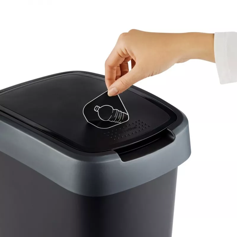 Abfalleimer Rotho Twist 50 L rechteckig Polypropylen, 50 L, 602×298×401 mm, schwarz
