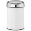 BRABANTIA Touch Bin 3 L Weiß (Modell 36 44 88) — kleiner pedalloser Abfalleimer für hygienische Entsorgung