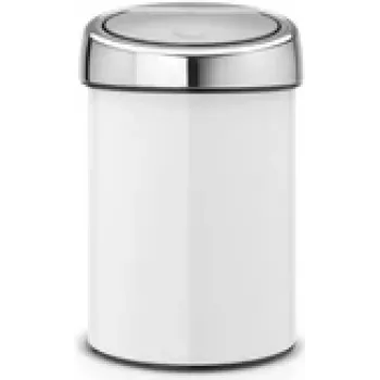 BRABANTIA Touch Bin 3 L Weiß (Modell 36 44 88) — kleiner pedalloser Abfalleimer für hygienische Entsorgung