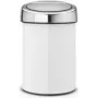 BRABANTIA Touch Bin 3 L Weiß (Modell 36 44 88) — kleiner pedalloser Abfalleimer für hygienische Entsorgung