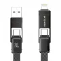 4-in-1-Kabel BlitzWolf BW-HDC7 — USB-C, Lightning, USB-A, Micro-USB 1,2 m 240 W schwarz