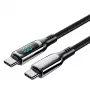Vention Cotton Braided USB 2.0 C Male to C Male 5A Kabel With LED Display 1.2M Schwarz Zinc Alloy Type