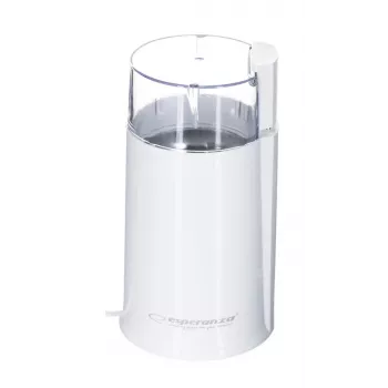 Elektrische Kaffeemühle mit Schlagmesser ESPERANZA EKC001W — 160 W, 50 g Kapazität, Edelstahlklingen, transluzent weiß