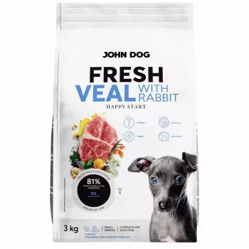 Trockenfutter für Hunde John Dog Puppy Fresh Kalb mit Kaninchen 3 kg