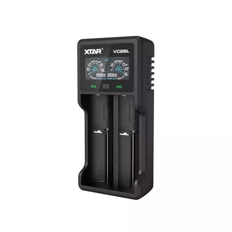 Batterieladegerät XTAR VC2SL — USB 5V 1A, LCD, lädt 2 Zellen, kompatibel Li-Ion/NiMH/NiCd, Größen A/AA/AAA/AAAA/C/D/SC, schwarz