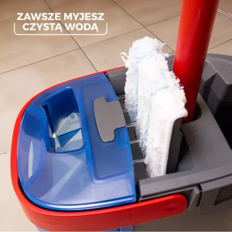 Wischmopp VILEDA Mikrofaser 1200 ml Nass, 360° drehbarer Kopf, 140,5 cm Stiel, abnehmbarer maschinenwaschbarer Kopf