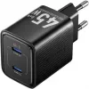 Vention FEFB0-EU 45W Indoor AC-Schnellladegerät 2× USB-C — für Smartphone, Laptop, Tablet, Smartwatch, Kopfhörer (Schwarz)
