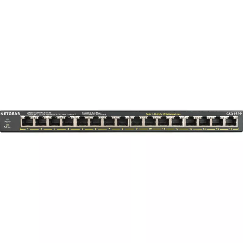 NETGEAR GS316P Unmanaged Gigabit Ethernet (10/100/1000) Power over Ethernet (PoE) Schwarz