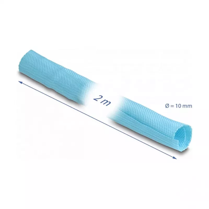 DeLOCK Woven Sleeve selbstschließend hitzebeständig 2 m x 10 mm blau