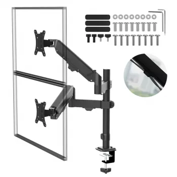 Maclean 2-fach Monitorhalterung, Gasfeder, 17-32 inch, 2-10 kg, schwarz, MC-136