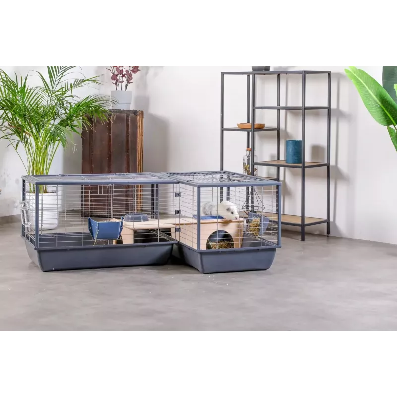 Indoor-Kaninchenkäfig ZOLUX Neolife Connect 101,5×54×51 cm – Metallrahmen, Kunststoffboden, grau