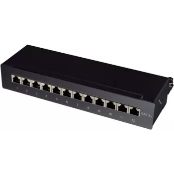 Logilink Patchpanel Desktop/Wand Cat.6A STP 12 Ports, schwarz (NP0019B)