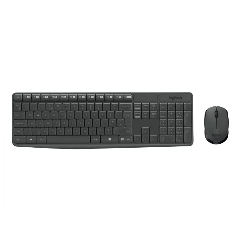 Logitech MK235 Langlebiges kabelloses Tastatur- und Maus-Set in Grau