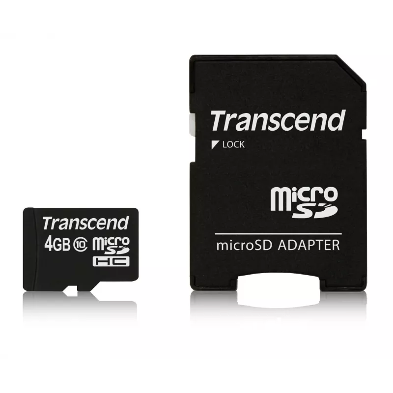 Flash Memory Transcend 4GB MicroSDHC Class 10 mit Adapter