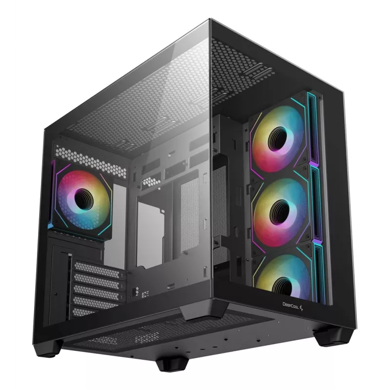 PC-Gehäuse DeepCool CG530 4F Midi Tower Schwarz — gehärtetes Glas, ATX/ITX/Micro ATX, 3x120mm Lüfter, USB-C