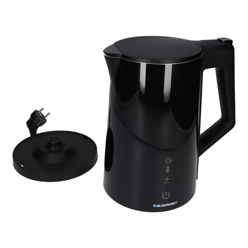 Elektrischer Wasserkocher BLAUPUNKT EKD601, 1,7 L, 2200 W, einstellbar 40–100 °C, schwarz, Edelstahl
