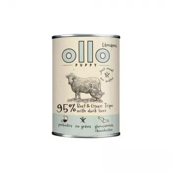 OLLO Puppy Umami Rind und grüne Pansen mit Entenleber - Nassfutter für Hunde - 400g
