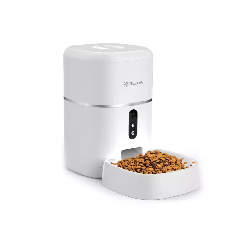 Automatischer Futterspender Tellur TLL331461 mit UltraHD-Kamera, 4 l, Weiß