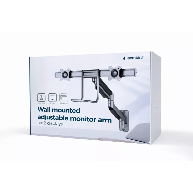 Gembird Verstellbare 2-Display-Wandhalterung 17''-32'' bis 8 kg MA-WA2-02