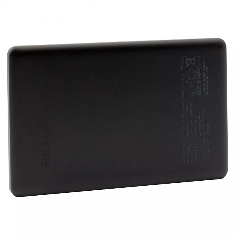 Powerbank RealPower PB-5000 MAG 5000 mAh, kabelloses Laden, USB-C, 20 W, Schwarz