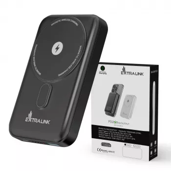 Extralink MagSafe 10000-mAh-Powerbank, Graphit, 38,5 Wh, PD20W+15W, USB-C/USB-A