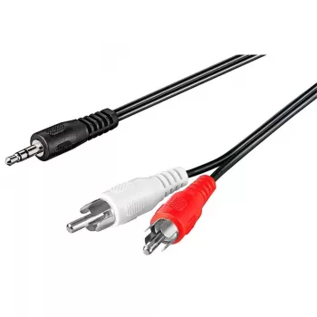Wentronic Goobay 3,5-mm-Klinken-/Cinch-Adapterkabel, Schwarz, 10 m - 3,5-mm-Klinkenstecker (3-polig, Stereo) > 2x Cinch-Stecker (Audio links/rechts) (50441)