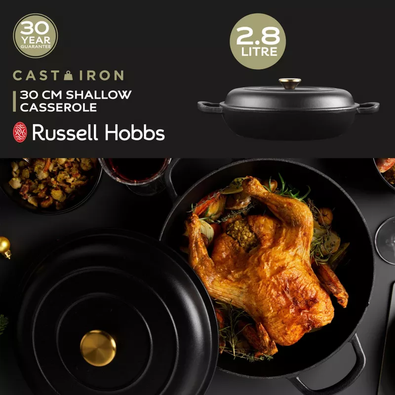 Gusseisen-Schmortopf Russell Hobbs RH02525BEU7 30 cm, schwarz