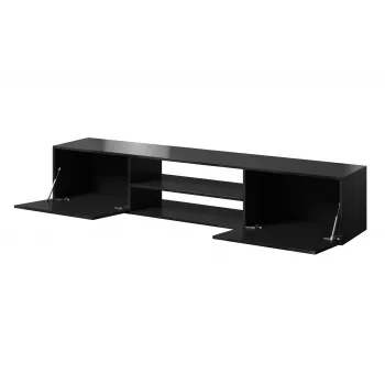 TV-Schrank Cama Meble SLIDE 200K — 200x40x37 cm, glänzend schwarz, Spanplatten-Oberseite