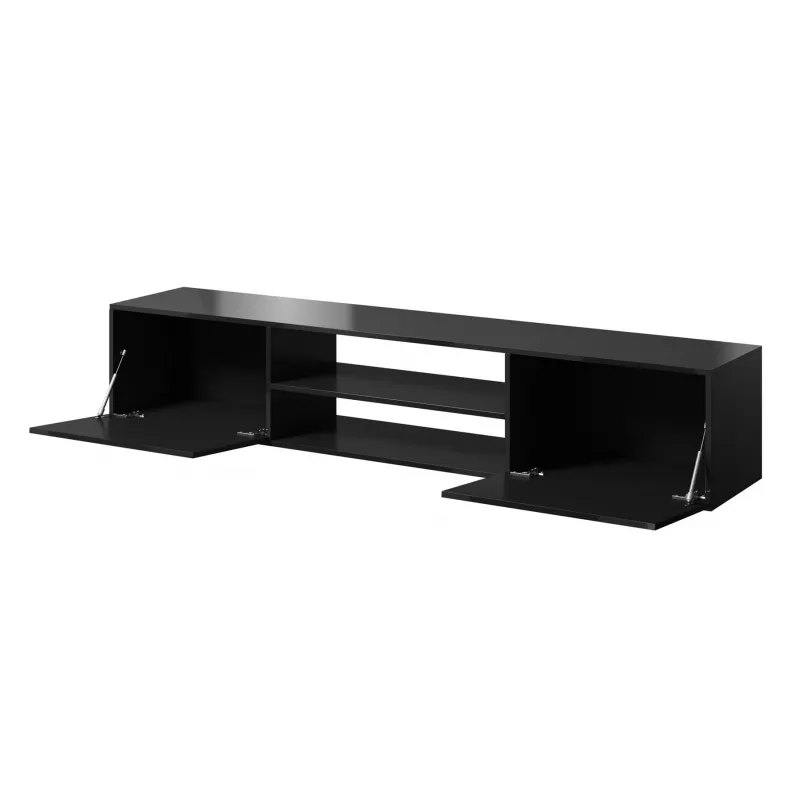 TV-Schrank Cama Meble SLIDE 200K — 200x40x37 cm, glänzend schwarz, Spanplatten-Oberseite