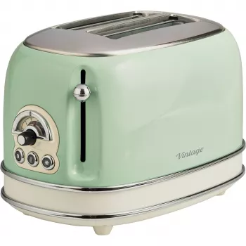 Ariete 155 Design 2-Scheiben-Toaster mit Sandwichkörben, 6 Bräunungsstufen, 810 W, Edelstahlgehäuse, herausnehmbare Krümelschublade, Pastellgrün