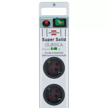 Super-Solid Steckdosenleiste 8-fach (Silber, 2,5 Meter, 13.500A Überspannungsschutz)