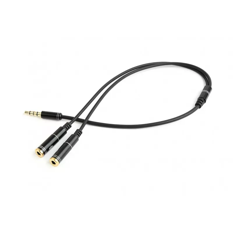 Audio-Adapter Gembird CCA-417M 2×3,5mm Stecker auf 3,5mm Buchse, 0,2 m, schwarz