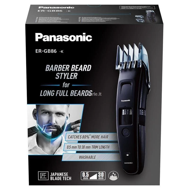 Panasonic | Bartschneider | ER-GB86-K503 | Kabellos | Anzahl Längeneinstellungen 57 | Stufengenauigkeit 0,5 mm | Schwarz