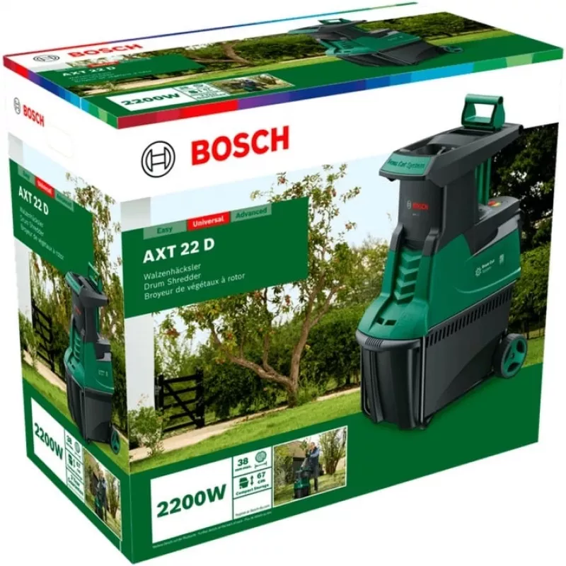 Leiser Häcksler AXT 22 D, Schneidwalze Grün/Schwarz, 2.200 Watt