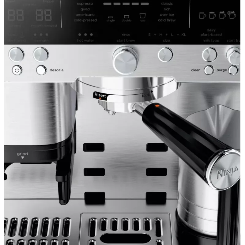 Espressomaschine Ninja ES601EU — 2-L-Wassertank, 1-Tassen-Kapazität, Schwarz/Edelstahl