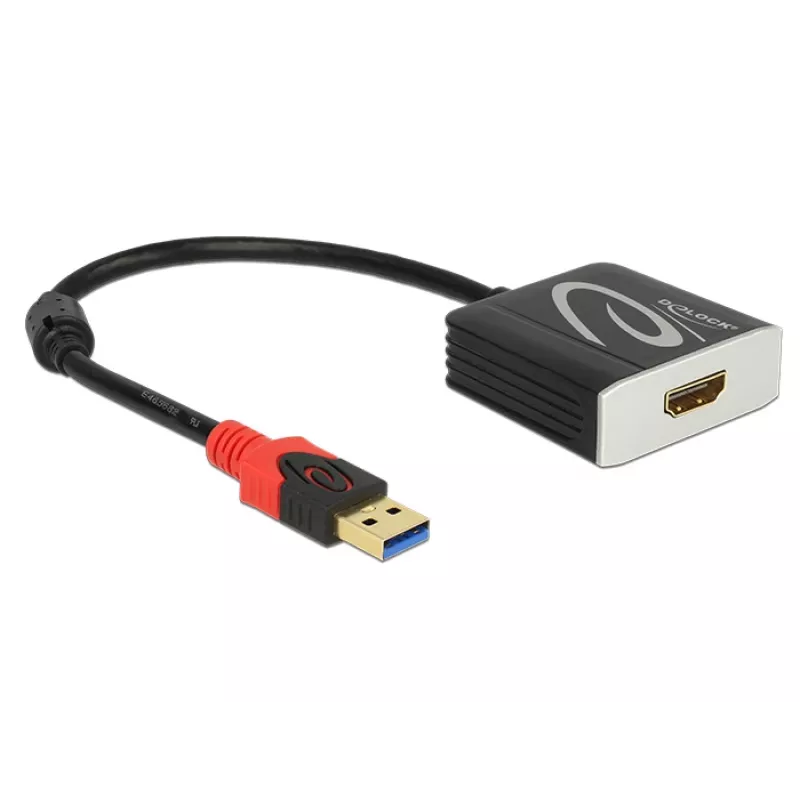Videokabel-Adapter DeLOCK 62736 USB Typ-A auf HDMI 0,2 m Schwarz
