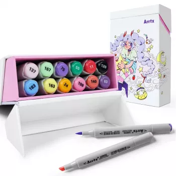 Doppelseitige Marker-Pens Arrtx Oros, 12 Farben, Pastelltöne, Dual-Tip-Marker